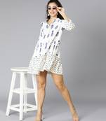 Shrinzy pure white floral print women dress