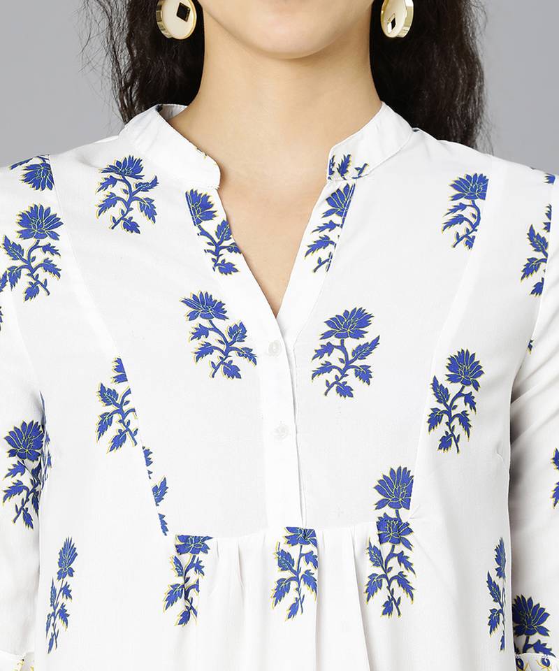 Shrinzy pure white floral print women dress