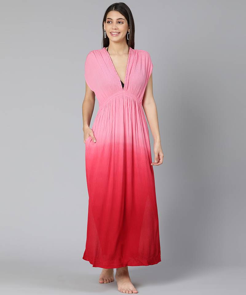 Pink Tie dye effect Women Beachwear Dress