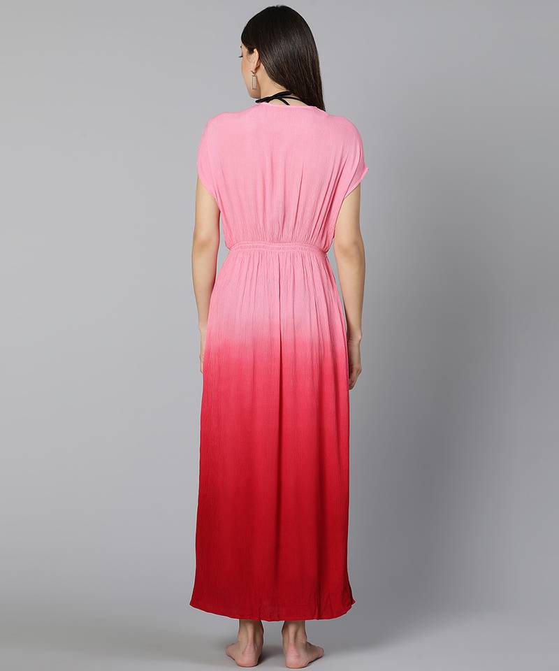 Pink Tie dye effect Women Beachwear Dress