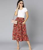 Gagggle red floral print elasticated women skirt