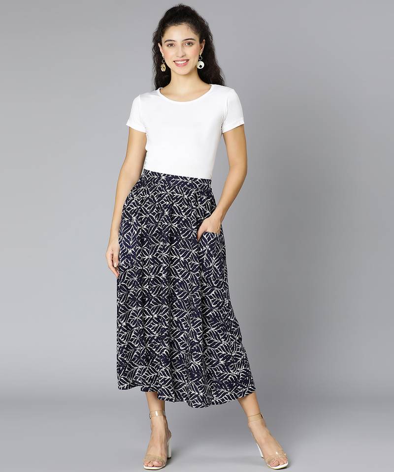 Bluezy floral print elasticated women skirt