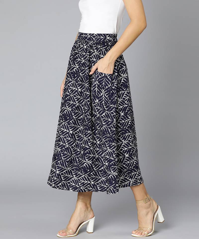 Bluezy floral print elasticated women skirt