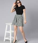 Musty green printed elastiacted women shorts
