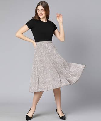 Garnish grey floral print women skirt 3