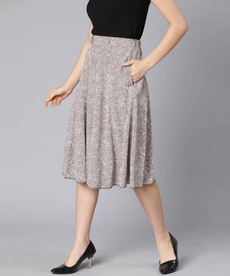 Garnish grey floral print women skirt 4