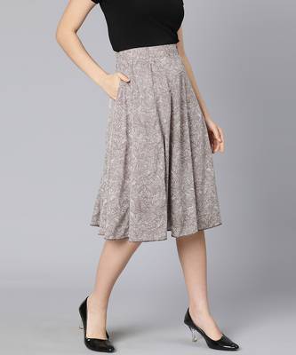 Garnish grey floral print women skirt 5
