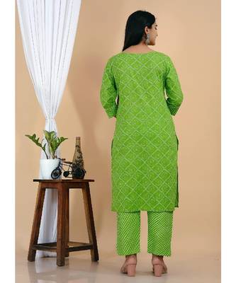 Women's COTTON CAMBRIC  Printed mirror work kurti with pant  set 4