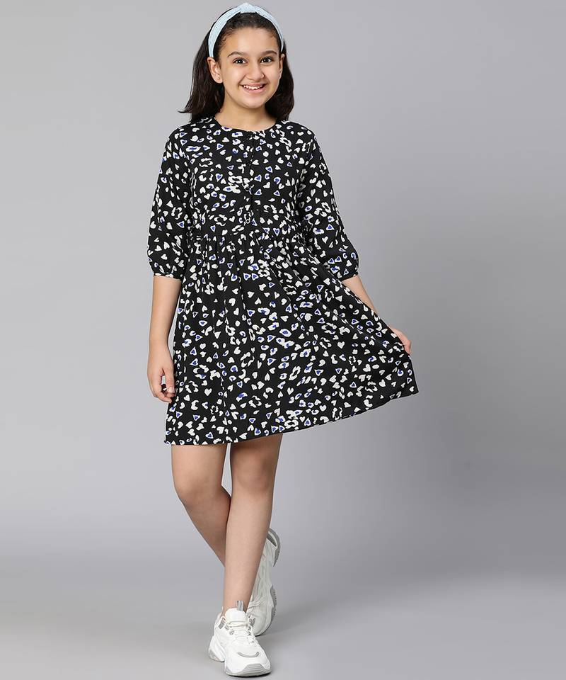 Boon black animal print girl dress