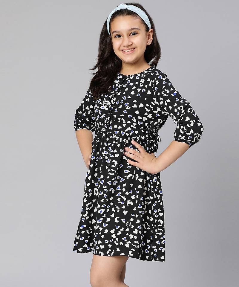 Boon black animal print girl dress