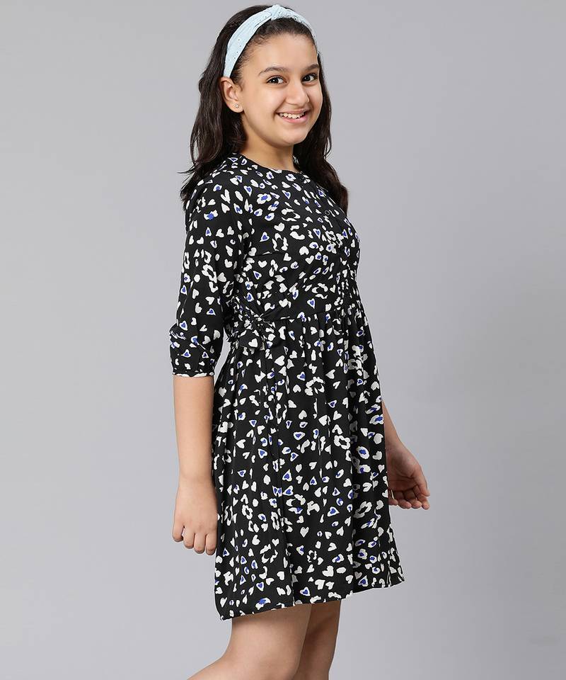 Boon black animal print girl dress