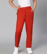Solid rust color elasticated girl pant
