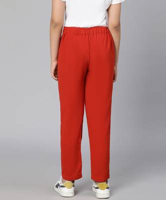 Solid rust color elasticated girl pant 5