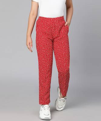 Hazzel red polka print elasticated gir pant 1