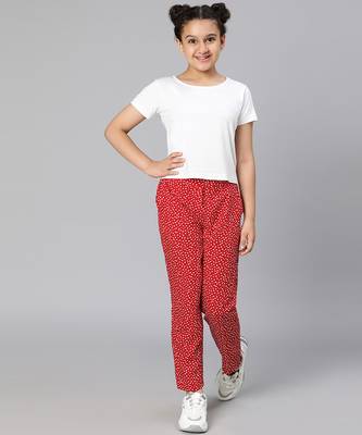 Hazzel red polka print elasticated gir pant 2