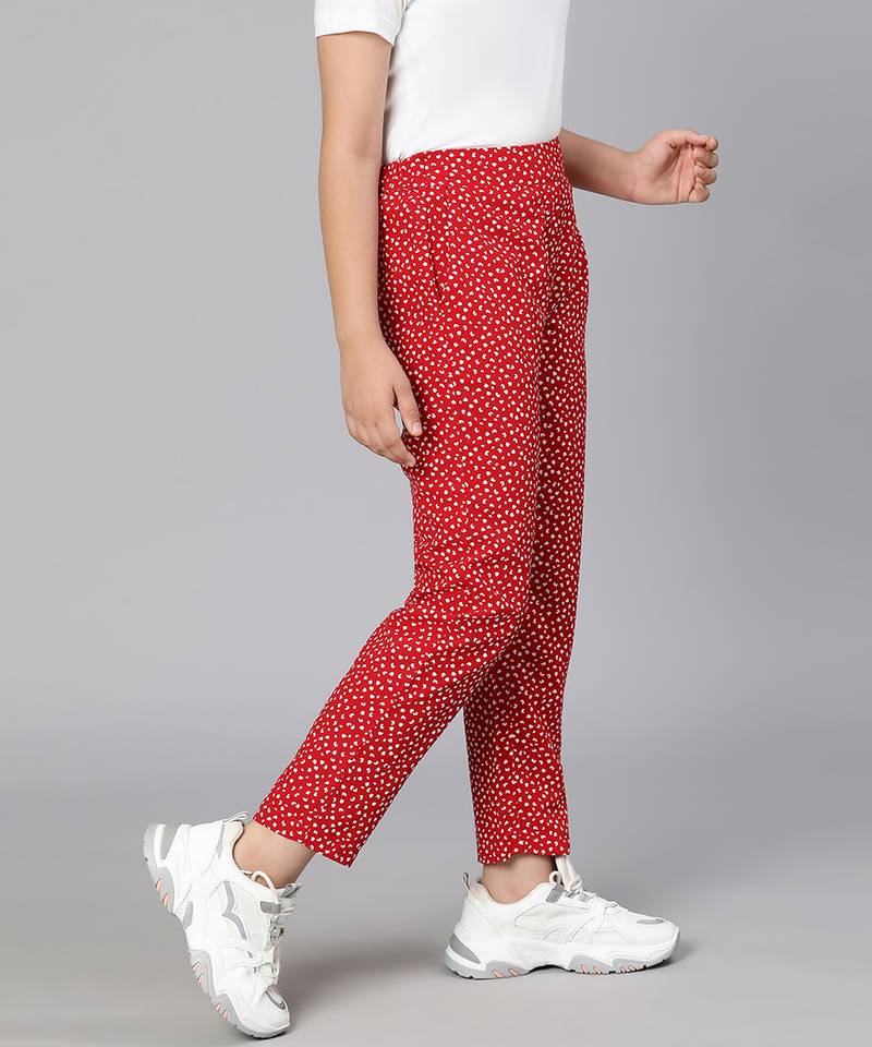 Hazzel red polka print elasticated gir pant