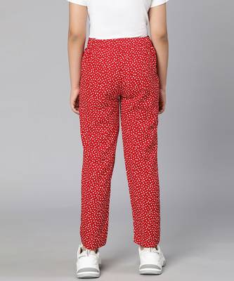 Hazzel red polka print elasticated gir pant 5