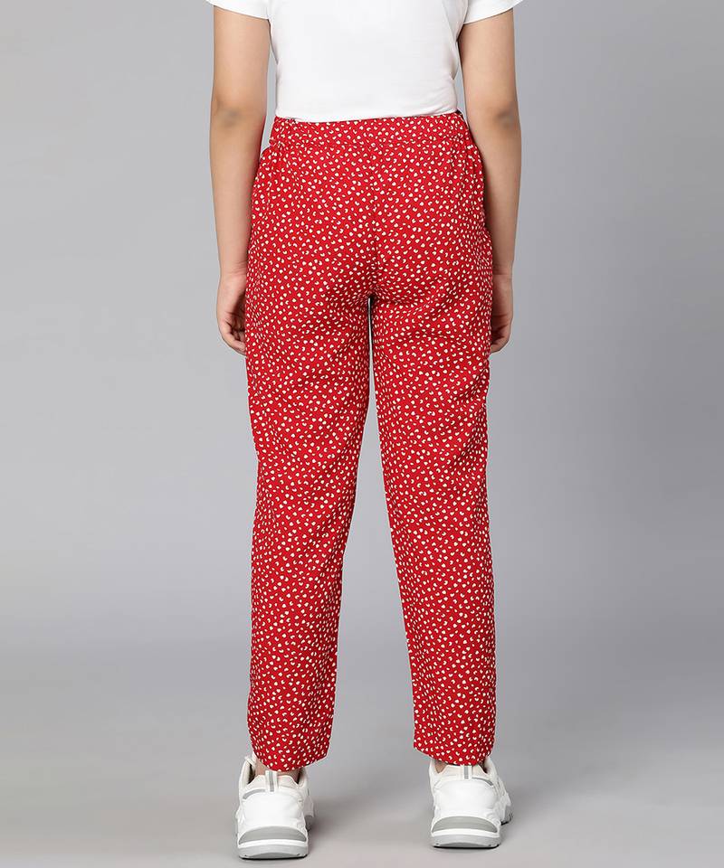 Hazzel red polka print elasticated gir pant