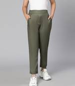 Gleam olive elasticated  girl pant