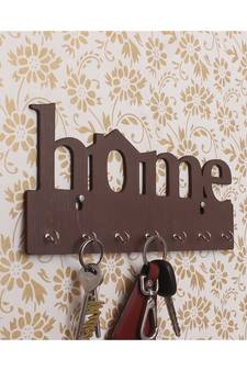 eCraftIndia Home Theme Wooden Key Holder with 7 Hooks