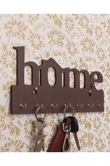 eCraftIndia Home Theme Wooden Key Holder with 7 Hooks