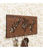 eCraftIndia Welcome Home Theme Wooden Key Holder with 7 Hooks