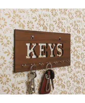 eCraftIndia Keys Theme Wooden Key Holder with 7 Hooks 1
