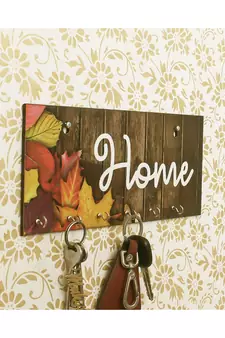 eCraftIndia Home Theme Wooden Key Holder with 7 Hooks