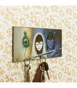 eCraftIndia Radhe Krishna Theme Wooden Key Holder with 7 Hooks