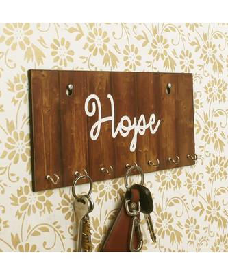 eCraftIndia Hope Theme Wooden Key Holder with 7 Hooks 1