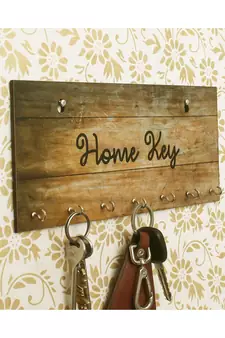 eCraftIndia Home Key Theme Wooden Key Holder with 7 Hooks