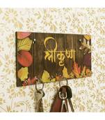 eCraftIndia Shree Krishna Theme Wooden Key Holder with 7 Hooks