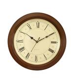 eCraftIndia Golden Brown Plastic Round Analog Wall Clock
