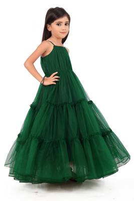 EVERWILLOW Kids Green Net Gown For Girls  2