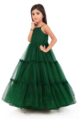 EVERWILLOW Kids Green Net Gown For Girls  3