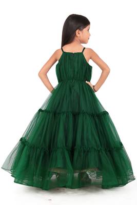 EVERWILLOW Kids Green Net Gown For Girls  4
