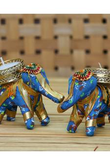 eCraftIndia Elephant Design Handcrafted Tea Light Holder