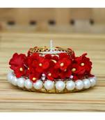eCraftIndia Floral and Stone Work Design Handcrafted Tea Light Holder
