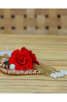 eCraftIndia Floral and Stone Work Design Handcrafted Tea Light Holder