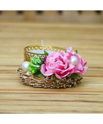 eCraftIndia Floral and Stone Work Design Handcrafted Tea Light Holder 1