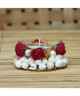 eCraftIndia Floral and Stone Work Design Handcrafted Tea Light Holder 1