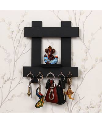 eCraftIndia Lord Ganesha Wooden Keyholder with 5 Key Knobs 1