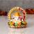 eCraftIndia Lord Ganesha Idol on Floral Gottapatti Base Handcrafted Singhasan for Home/Temple/Office/Car Dashboard