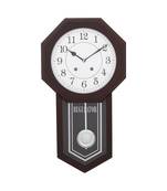 eCraftIndia White Dial Octangle Brown Wooden Pendulum Wall Clock