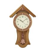 eCraftIndia Round White Dial Almond Pendulum Plastic Wall Clock