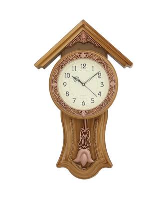 eCraftIndia Round White Dial Almond Pendulum Plastic Wall Clock 2