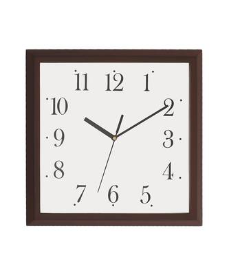 eCraftIndia Brown Wooden Designer Square Dial Contemporary Analog Wall Clock 1