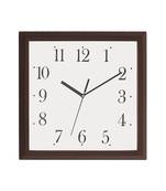 eCraftIndia Brown Wooden Designer Square Dial Contemporary Analog Wall Clock