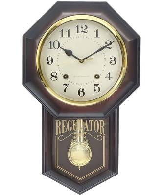 eCraftIndia Brown Plastic Vertical Analog Pendulum Wall Clock 1
