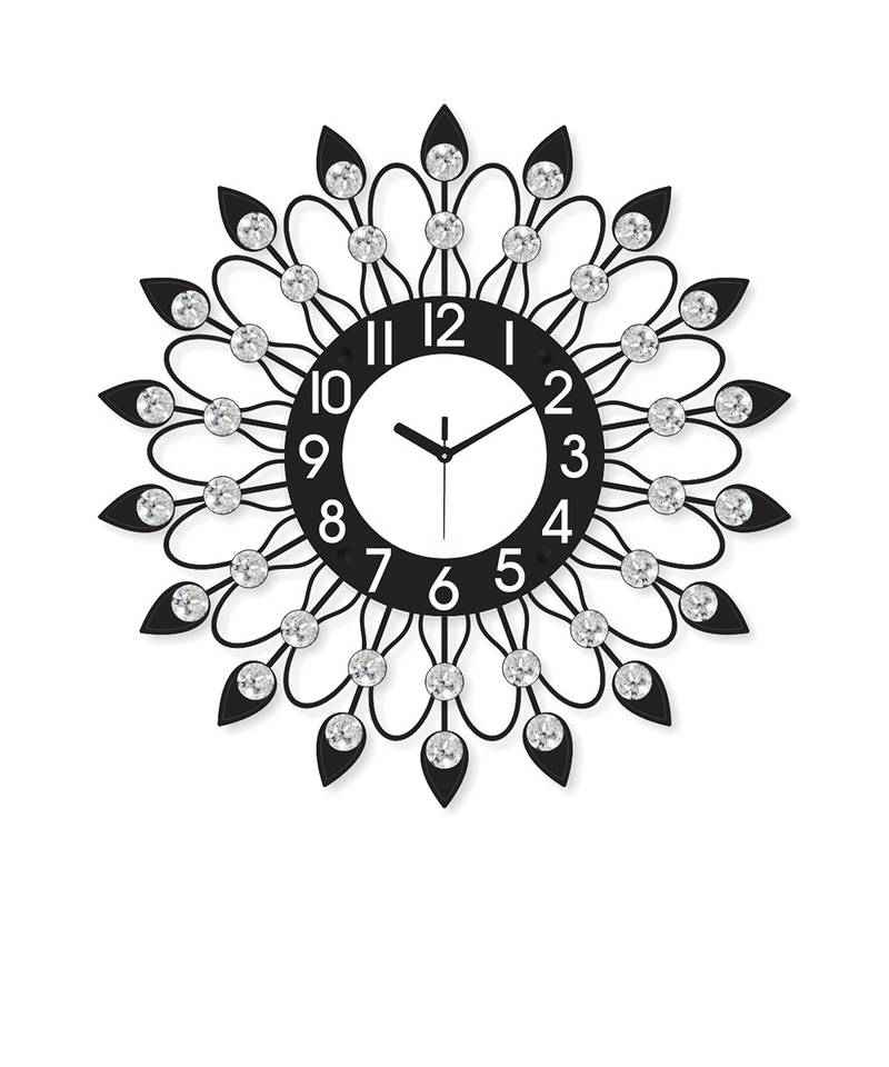 eCraftIndia Diamond Series Flower Design Iron Wall Clock